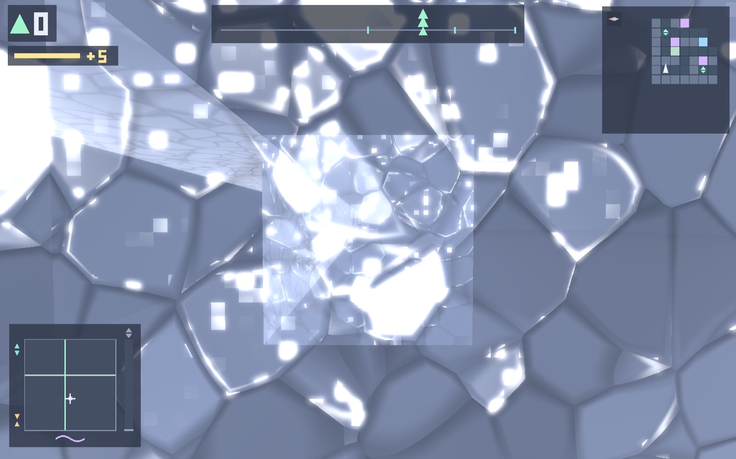 Faceted crystal walls catching the light